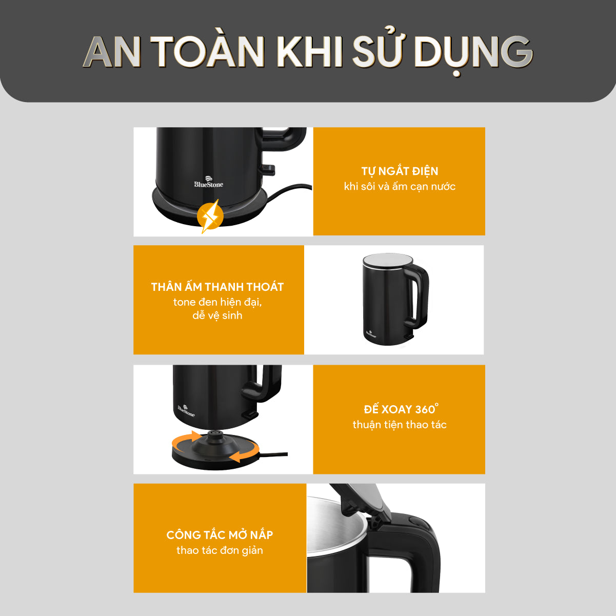 Ấm Đun Siêu Tốc BlueStone KTB-3455 1.5 Lít 1850-2200W