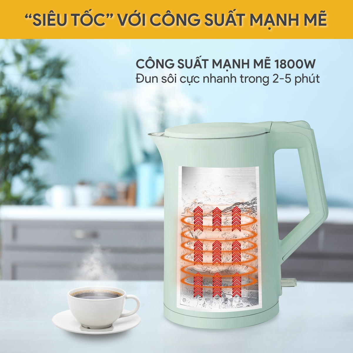 Ấm Đun Siêu Tốc BlueStone KTB-3456 1.7 Lít 1800W