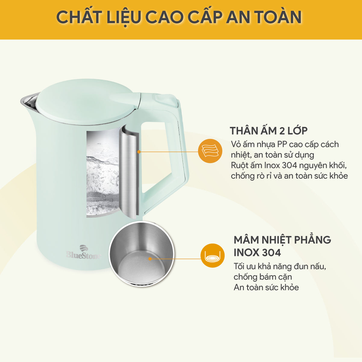 Ấm Đun Siêu Tốc BlueStone KTB-3456 1.7 Lít 1800W