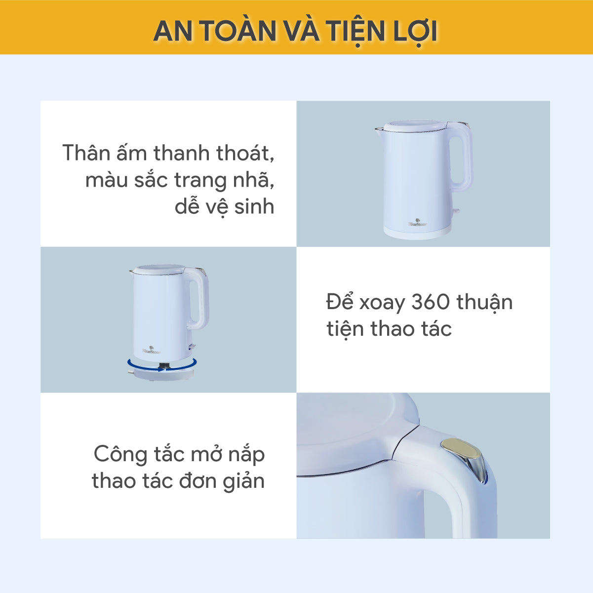 Ấm Đun Siêu Tốc BlueStone KTB-3457 1.5 Lít 1800W