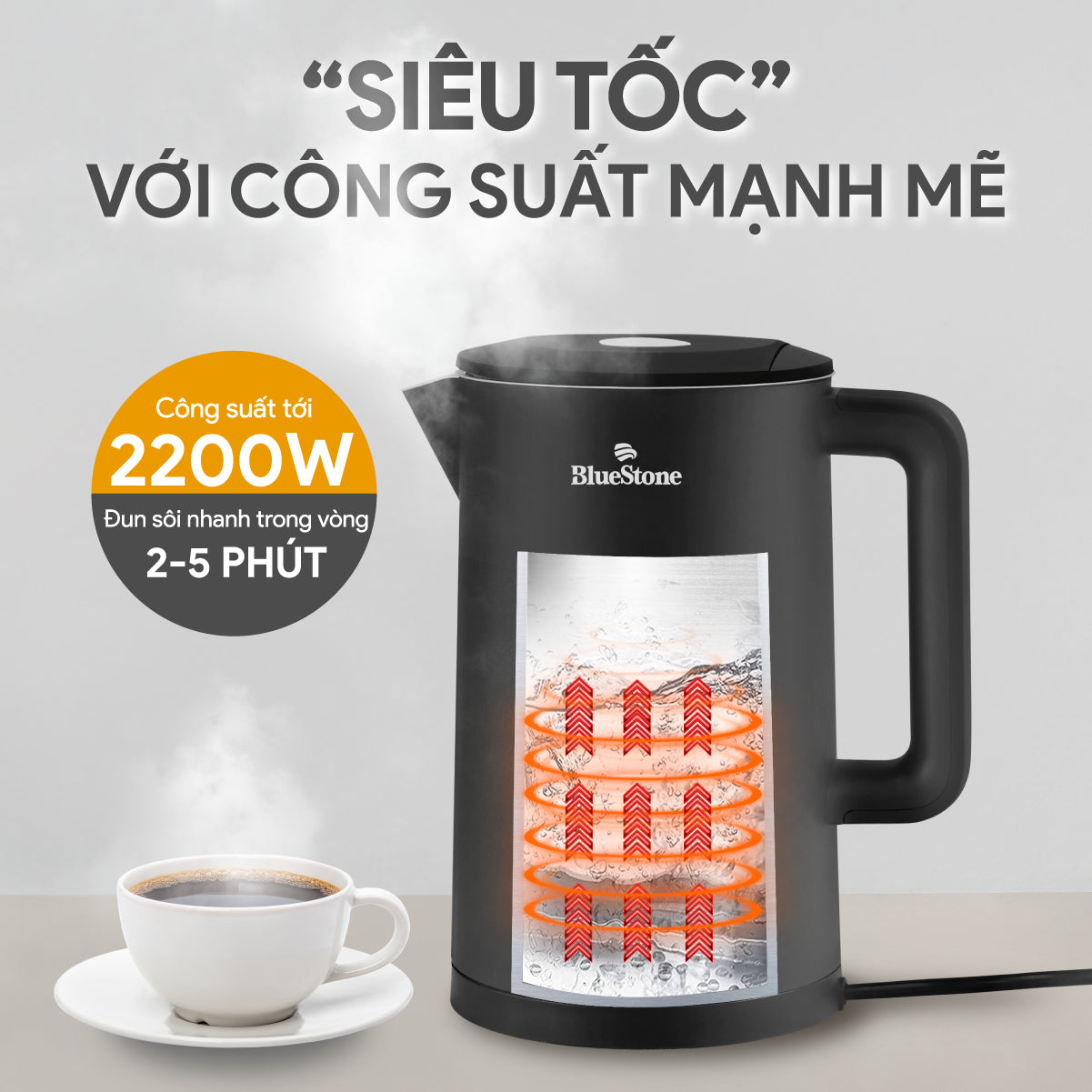 Ấm Đun Siêu Tốc BlueStone KTB-3466 1.5 Lít 2200W