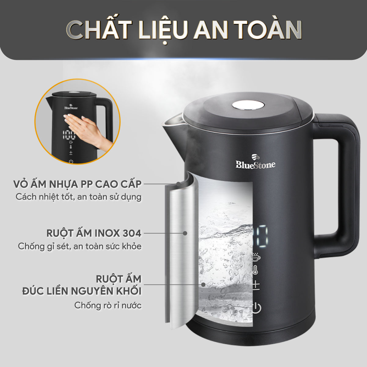 Ấm Đun Siêu Tốc BlueStone KTB-3466 1.5 Lít 2200W
