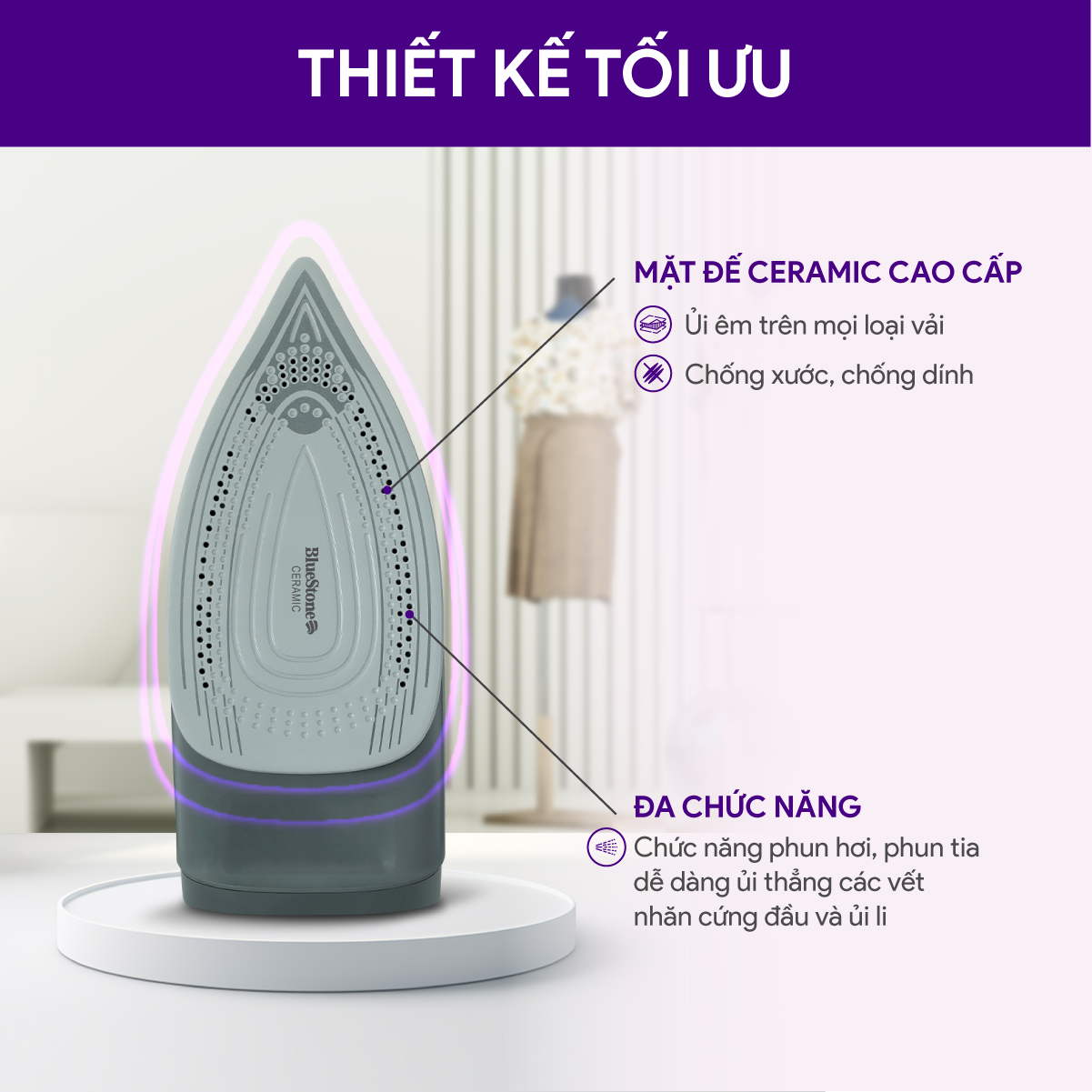 Bàn Ủi Hơi Nước BlueStone SIB-3835 350ml 2290-2720W