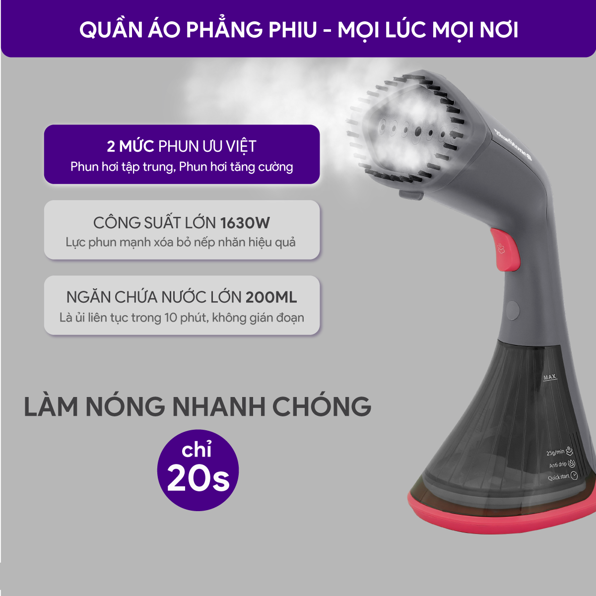 Bàn Ủi Hơi Nước Cầm Tay BlueStone GSB-4033 1370-1630W