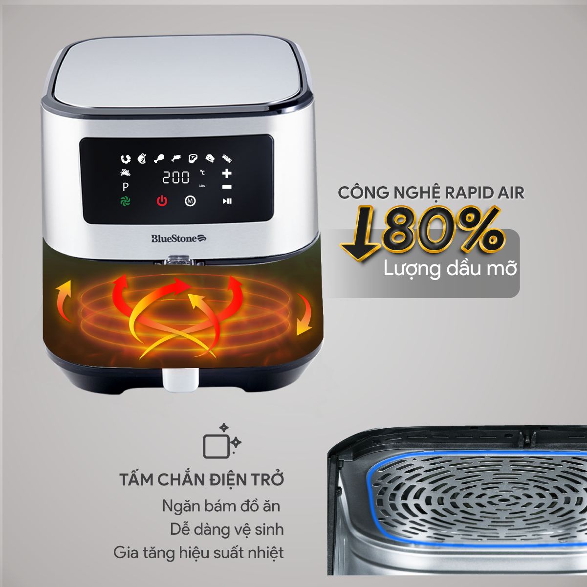 Nồi Chiên Không Dầu BlueStone AFB-5878 5.5 Lít 1700W