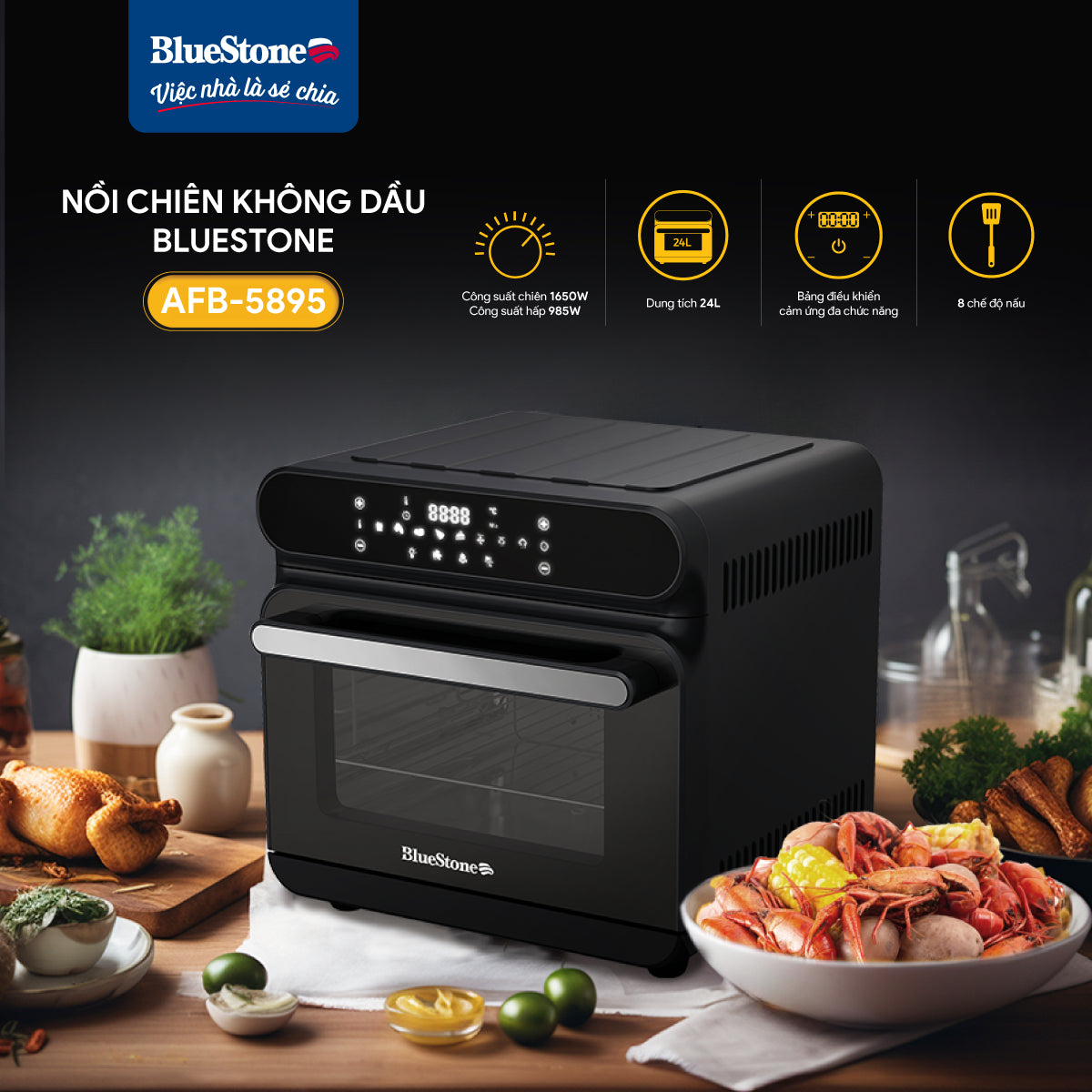 Nồi Chiên Hơi Nước BlueStone AFB-5895 24 Lít 1650W