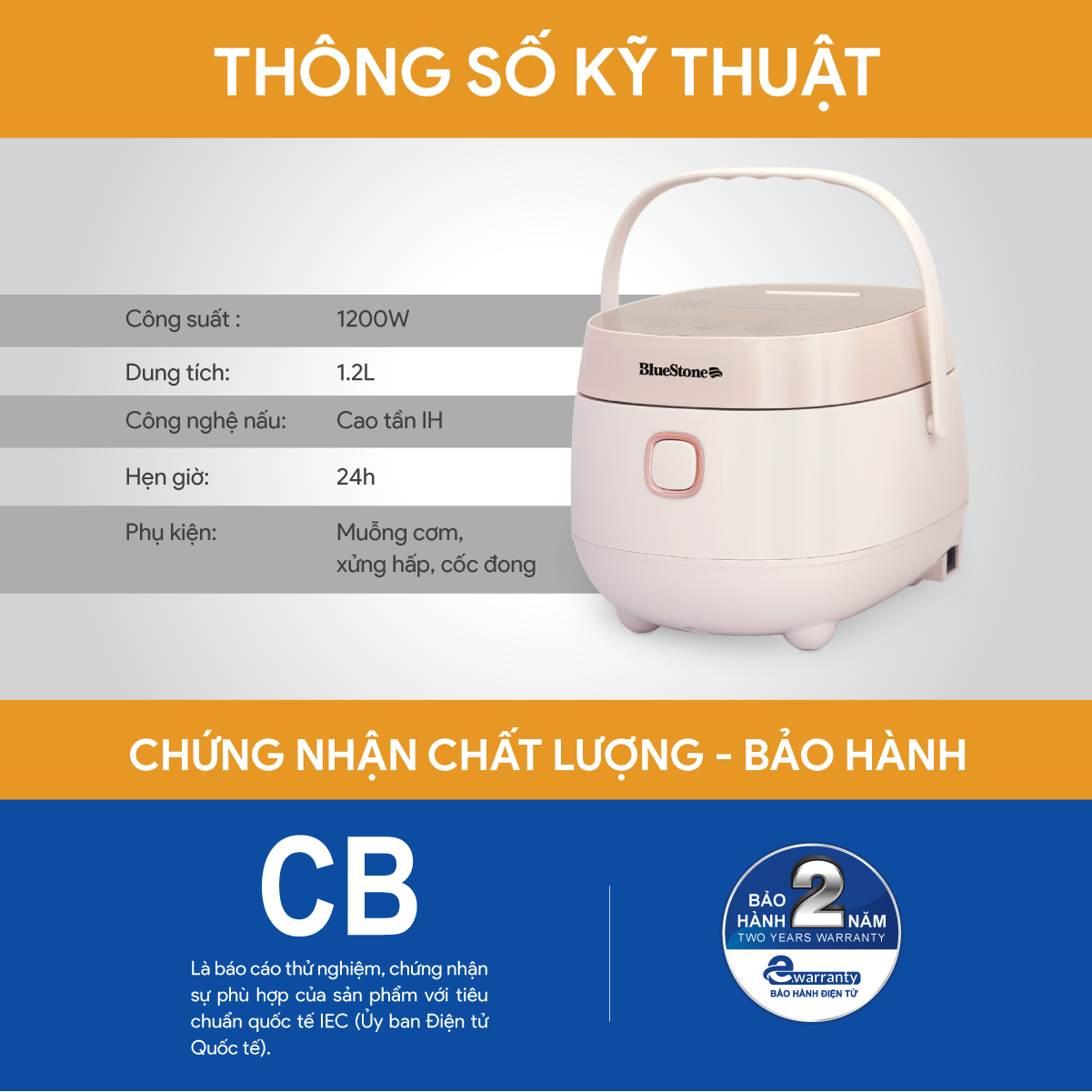 Nồi Cơm Điện Cao Tần BlueStone RCB-5981 1.2 Lít 1200W