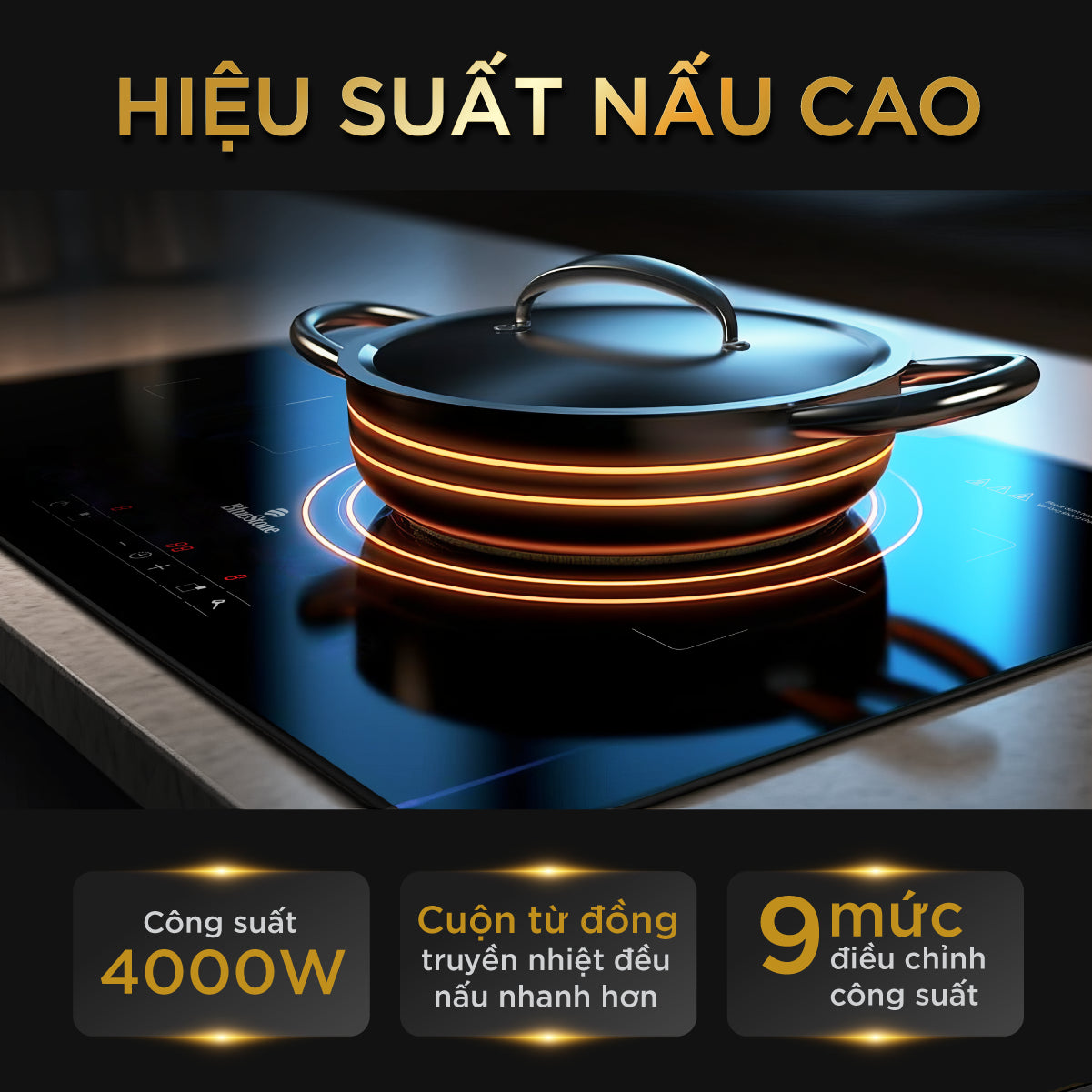 Bếp Từ Đôi BlueStone ICB-6819 4000W - Miễn phí lắp đặt, cắt đá