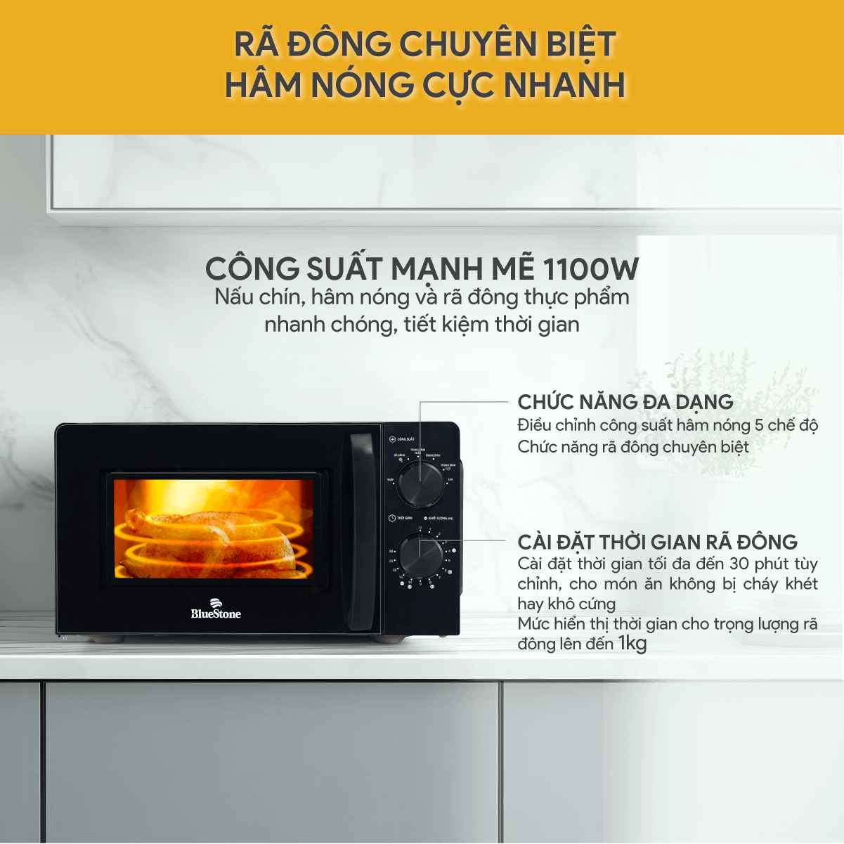 Lò Vi Sóng BlueStone MOB-7711 20 Lít 1100W
