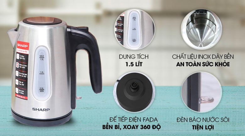 Ấm đun siêu tốc Sharp EKJ-15EVS-ST