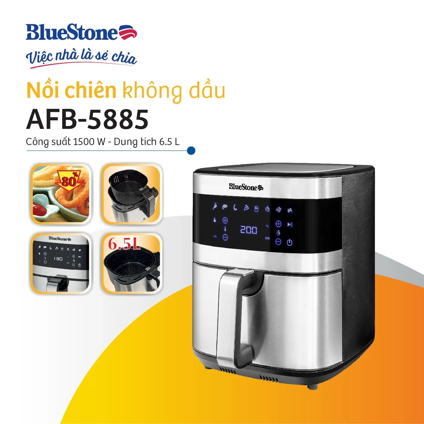 Nồi Chiên Không Dầu BlueStone AFB-5885 6.5 Lít 1500W