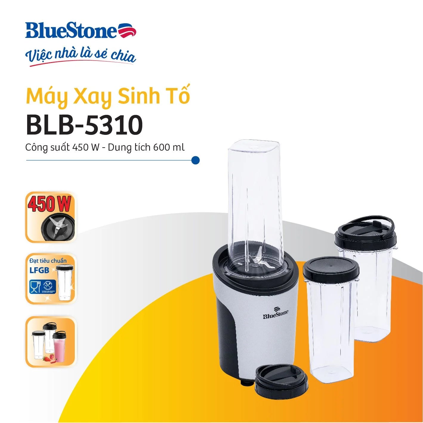 Máy Xay Sinh Tố BlueStone BLB-5310 0.6 Lít 450W
