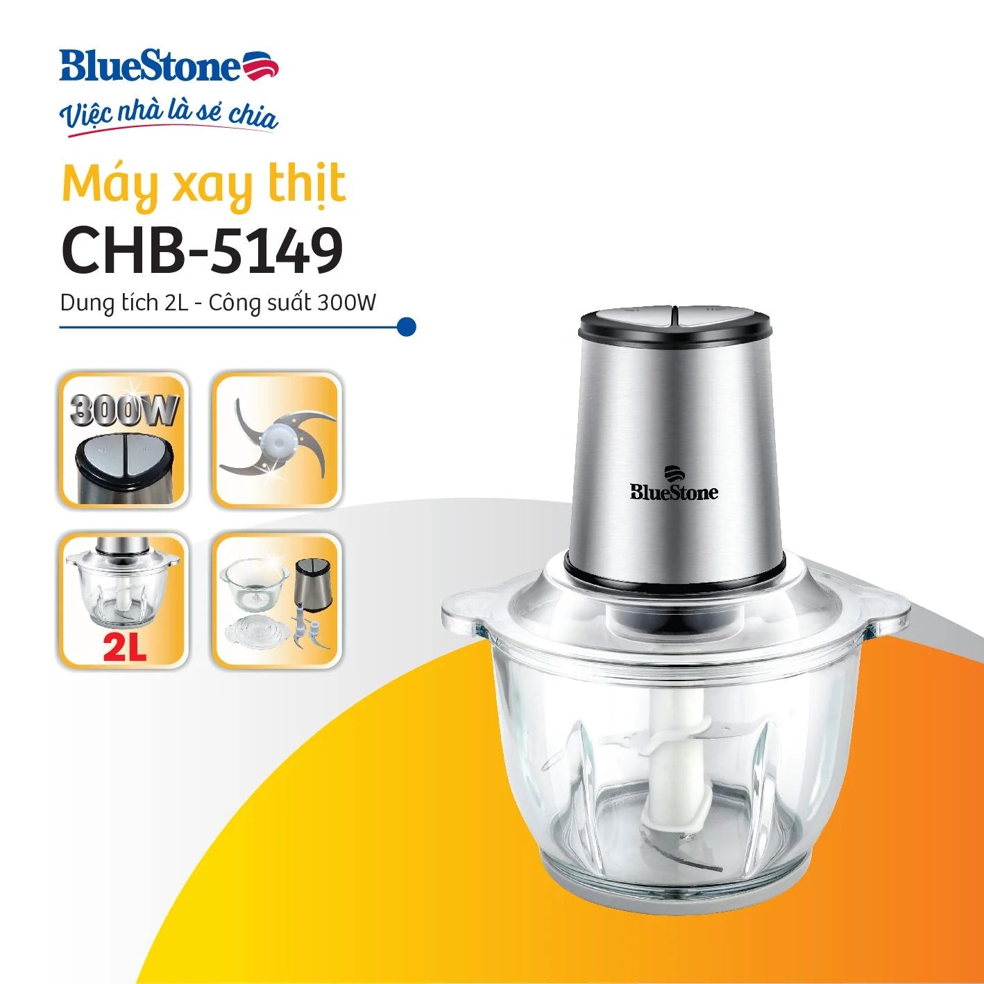 Máy Xay Thịt BlueStone CHB-5149 2 Lít 300W