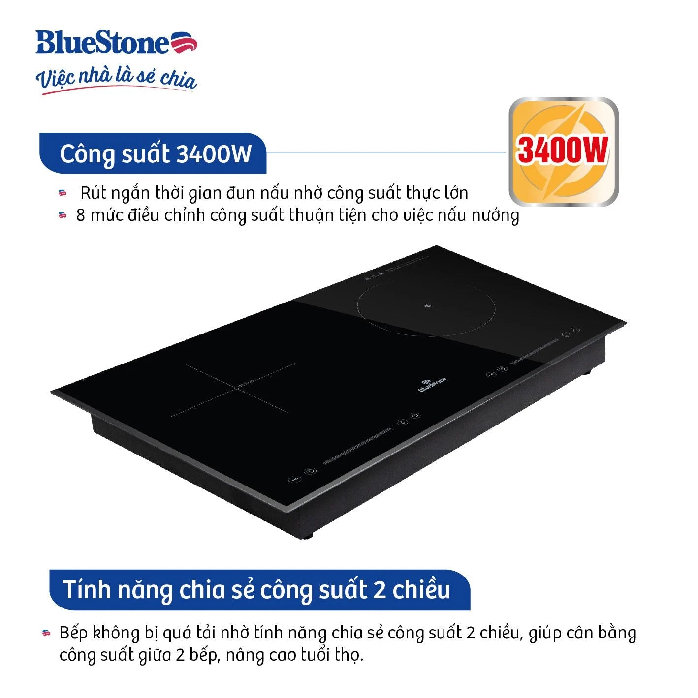 Bếp Hỗn Hợp Quang Từ BlueStone ICB-6911 3400W - Miễn phí lắp đặt, cắt đá