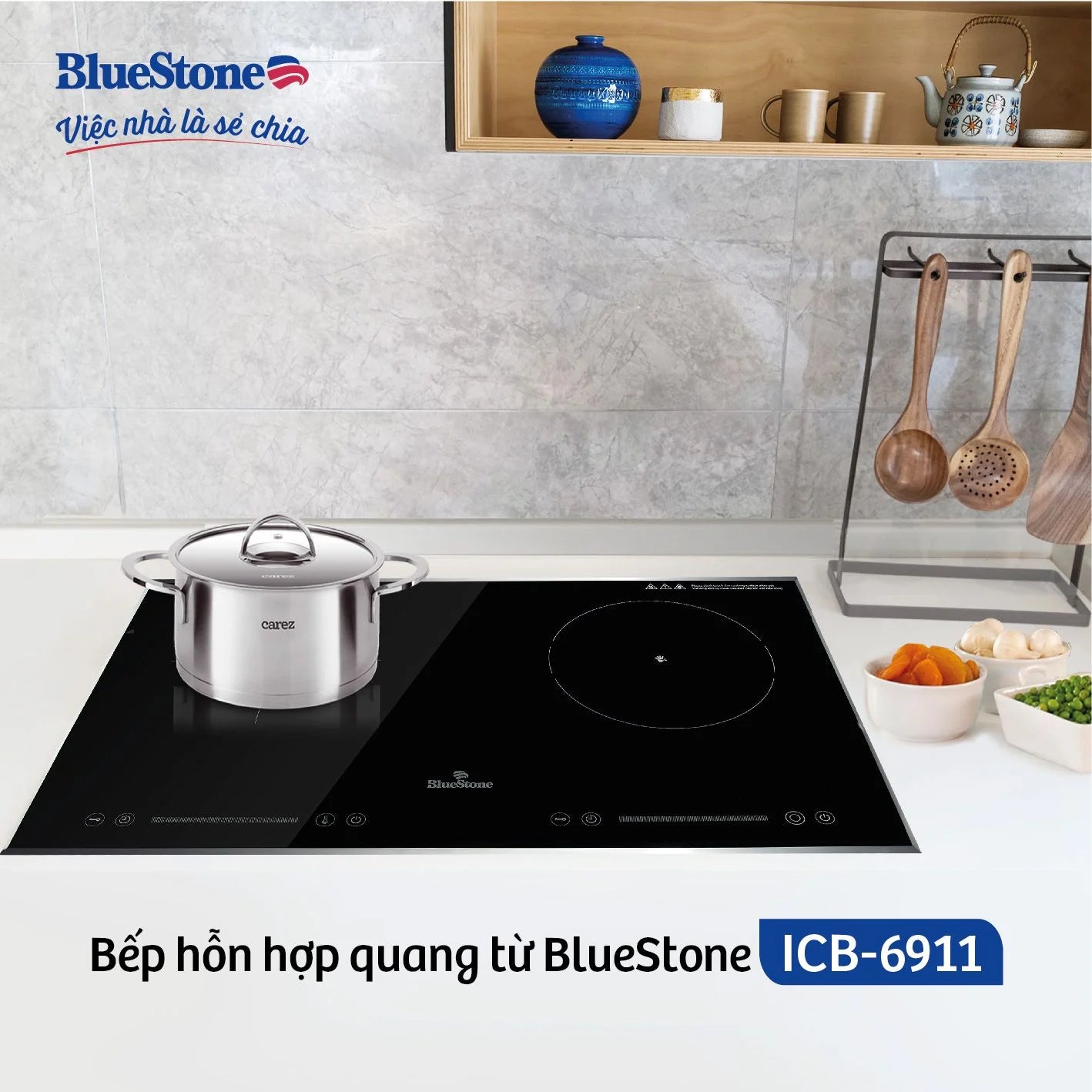 Bếp Hỗn Hợp Quang Từ BlueStone ICB-6911 3400W - Miễn phí lắp đặt, cắt đá