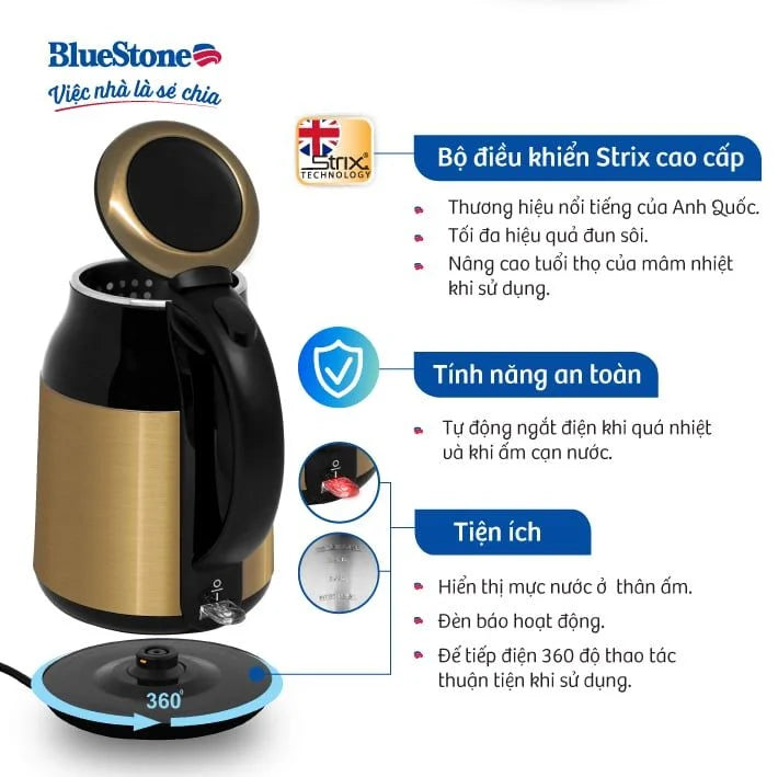 Ấm Đun Siêu Tốc BlueStone KTB-3369 1.8 Lít 1800W