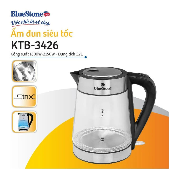 Ấm Đun Siêu Tốc BlueStone KTB-3426 1.7 Lít 1800-2150W