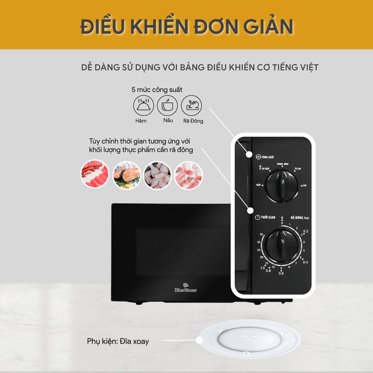 Lò Vi Sóng BlueStone MOB-7708B 20 Lít 1050W