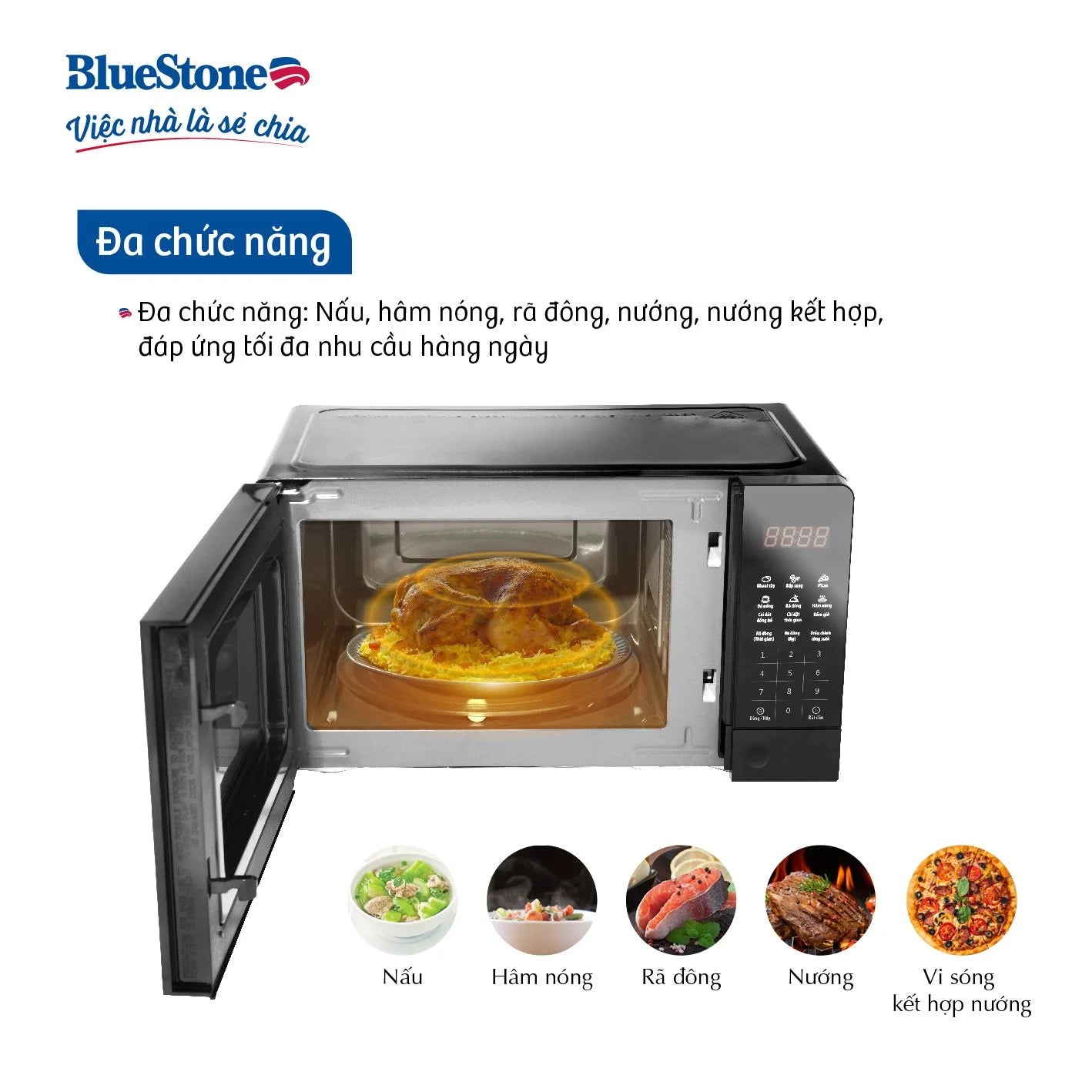 Lò Vi Sóng Có Nướng BlueStone MOB-7816 20 Lít 1100W