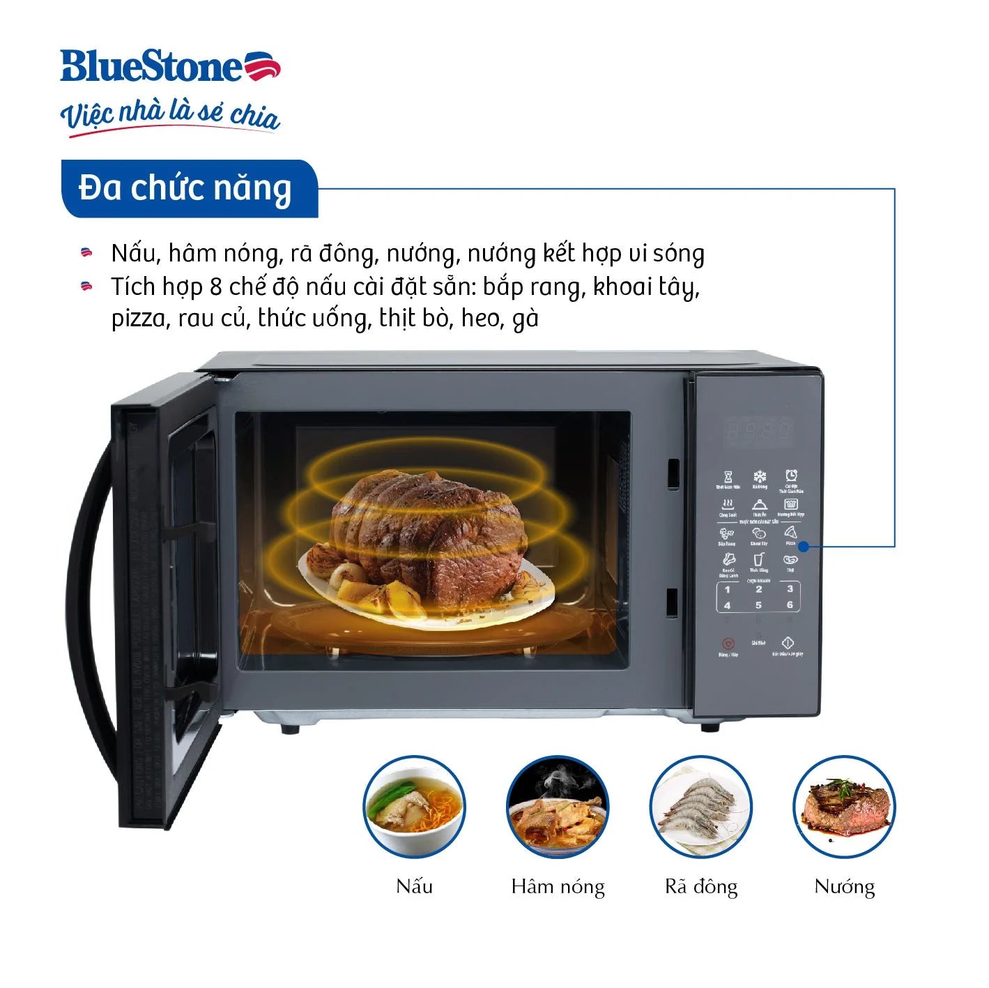 Lò Vi Sóng Có Nướng BlueStone MOB-7833 25 Lít 1450W