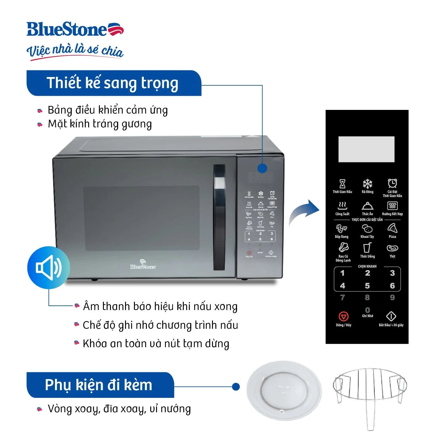 Lò Vi Sóng Có Nướng BlueStone MOB-7833 25 Lít 1450W