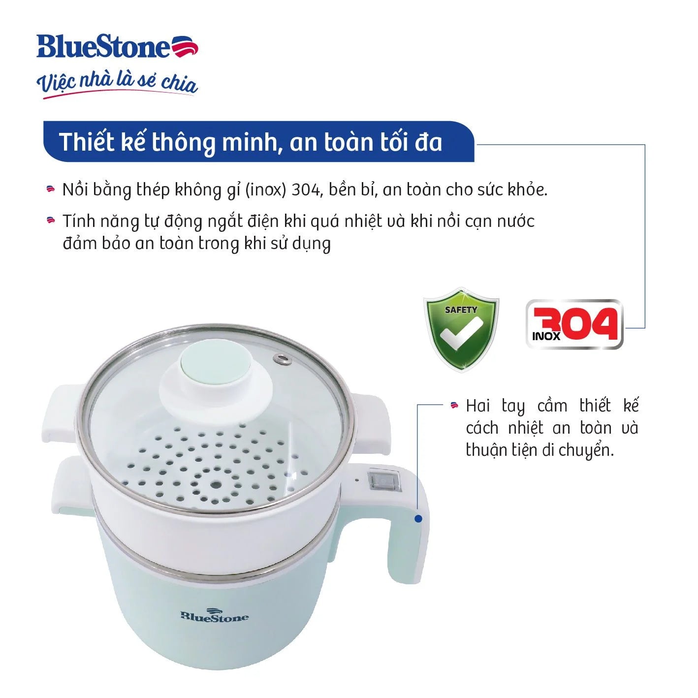 Nồi Điện Đa Năng BlueStone MPB-7233 1.2 Lít 600-720W