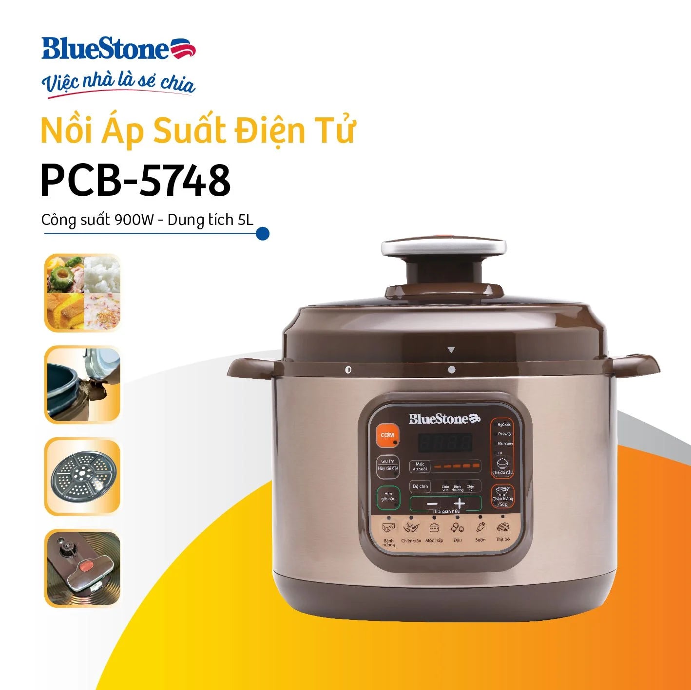 Nồi Áp Suất BlueStone PCB-5748 5 Lít 900W