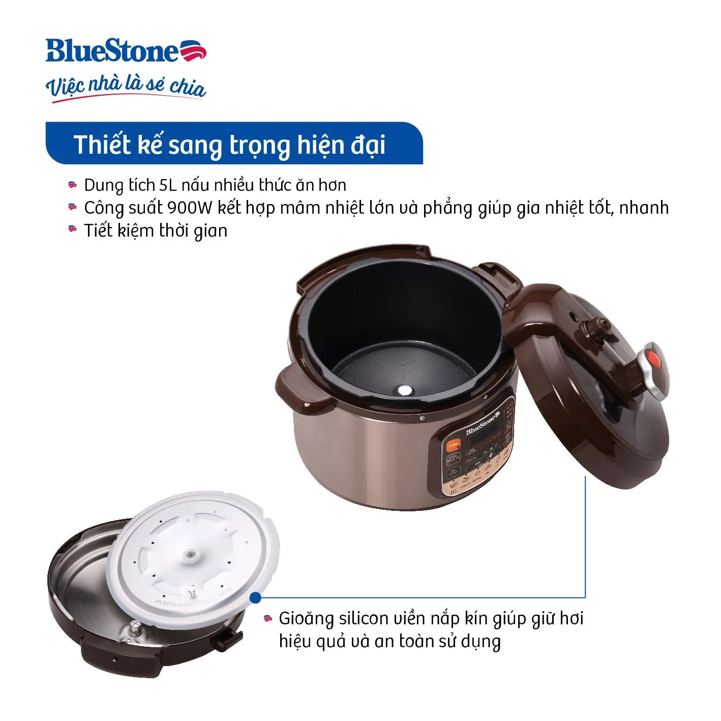 Nồi Áp Suất BlueStone PCB-5748 5 Lít 900W