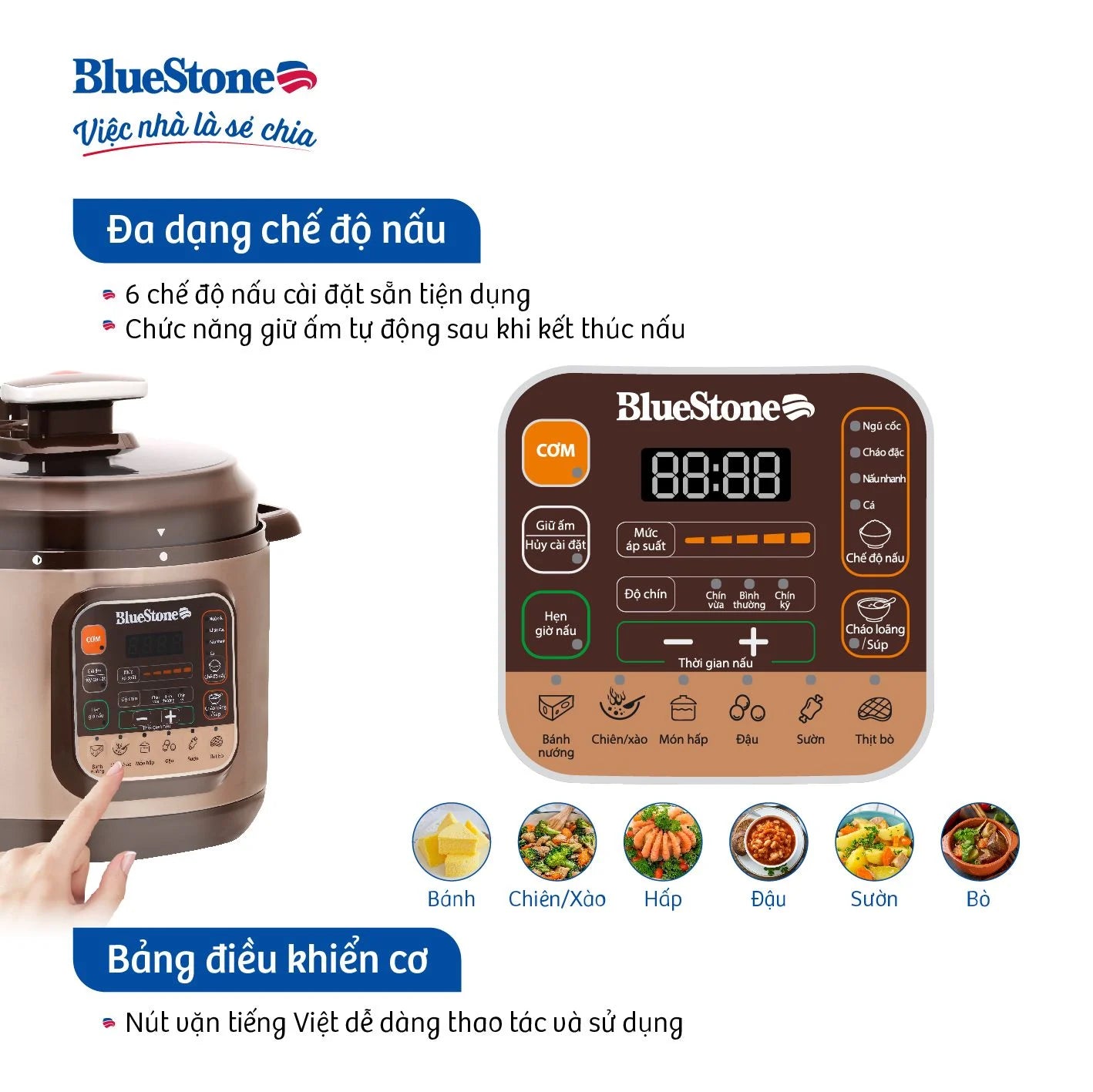 Nồi Áp Suất BlueStone PCB-5748 5 Lít 900W