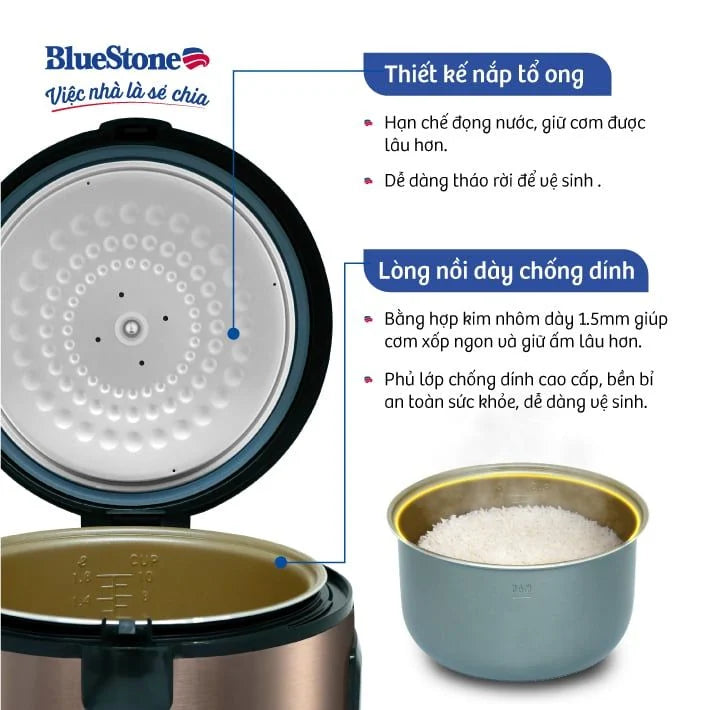 Nồi Cơm Điện Tử BlueStone RCB-5520 700W 1.8 Lít
