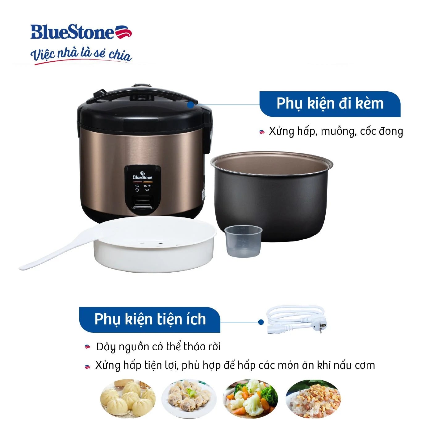 Nồi Cơm Nắp Gài BlueStone RCB-5538 2.8 Lít 900W