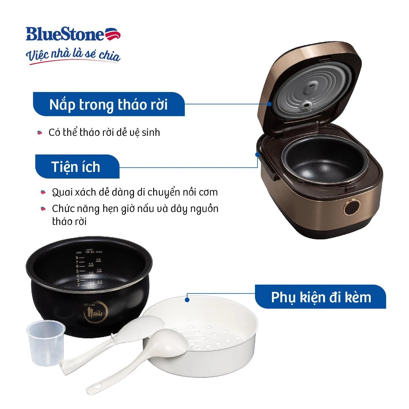 Nồi Cơm Điện Cao Tần BlueStone RCB-5988 1.5 Lít 1200W