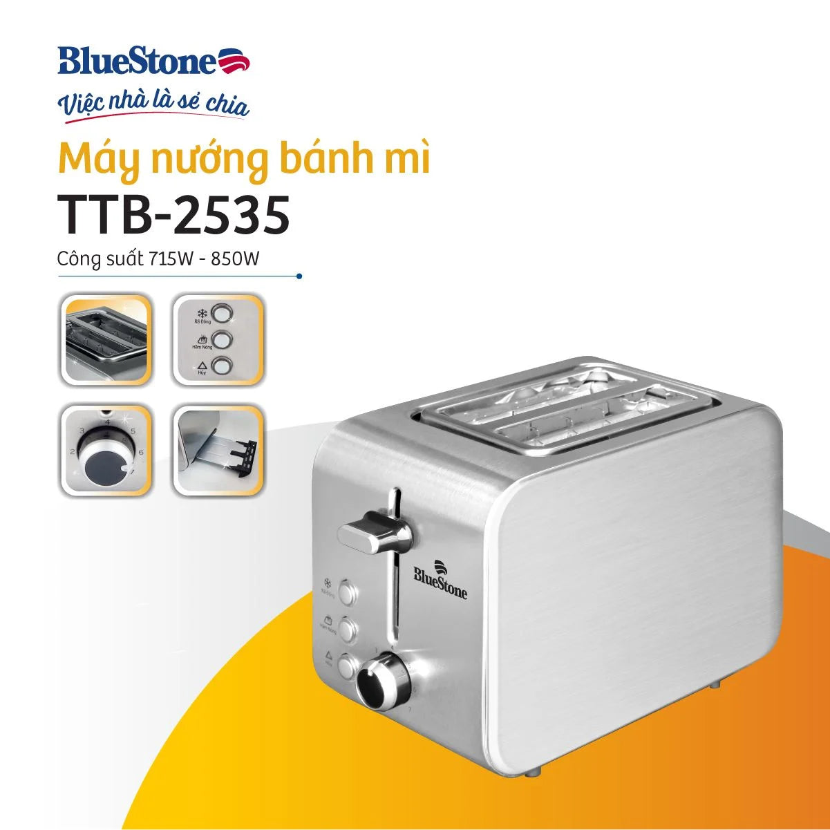 Máy Nướng Bánh Mì BlueStone TTB-2535 715-850W
