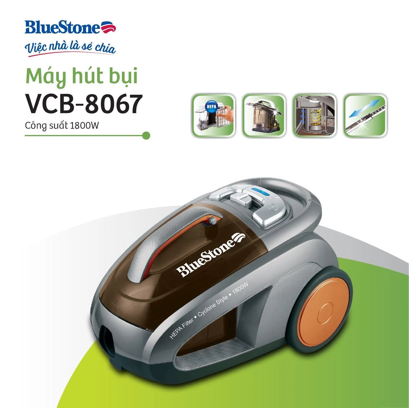 Máy Hút Bụi Dạng Hộp BlueStone VCB-8067 1800W